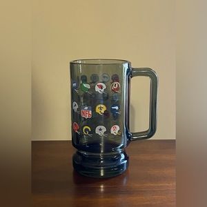 NFL Football Team Helmets smoked glass beer stein VTG mug